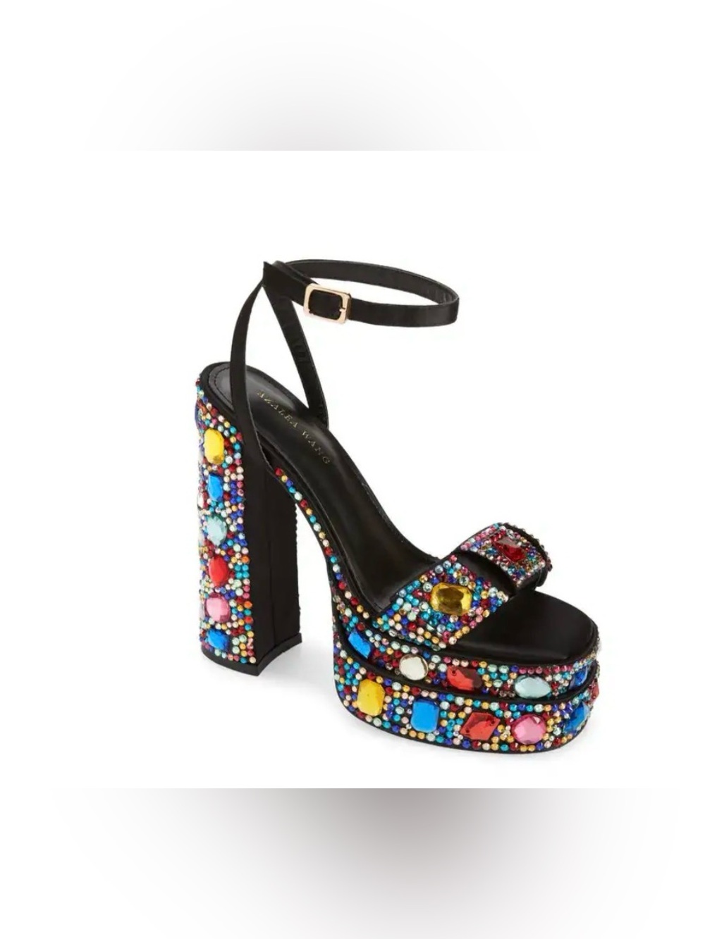 Azalea Wang Janette Embellished Multicolor Platform Ankle-Strap Sandal 7